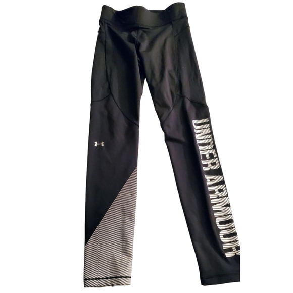 Under Armour Black White Logo crop pants Xxs - Picture 1 of 4